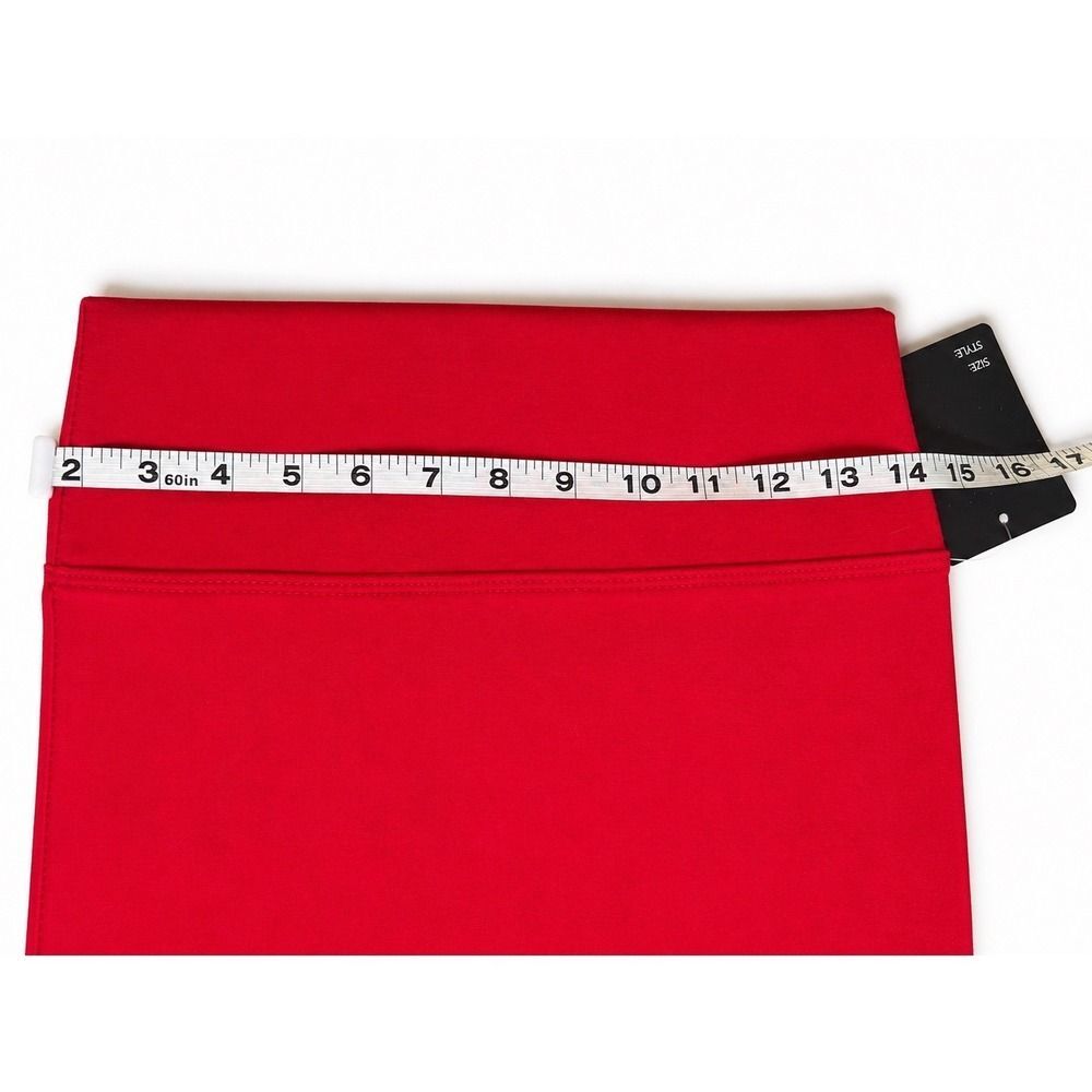 Noir Red Stretch Pencil Midi Skirt Small Pull On Back Slit Made in USA NWT - Picture 4 of 5